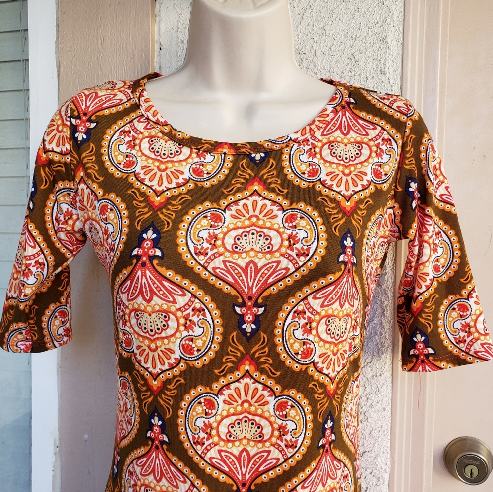 XXS women LULAROE Julia print stretch knit dress - Picture 4 of 8